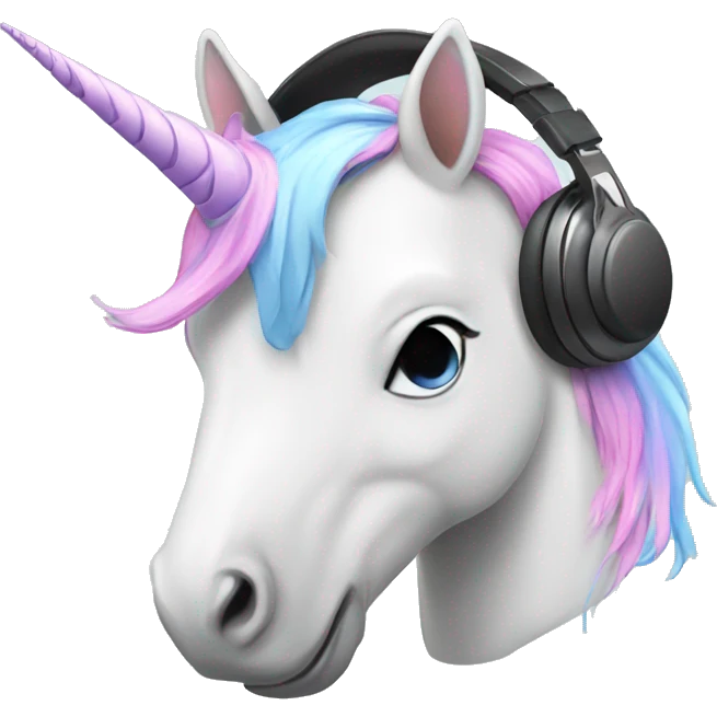 Unicorn with headphones  emoji