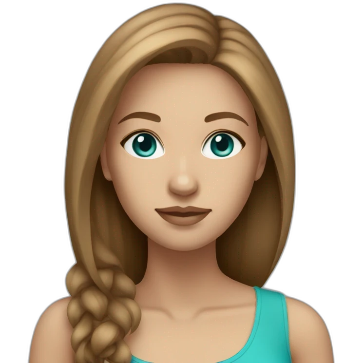 beautiful woman, straight light brown hair, aqua eyes emoji