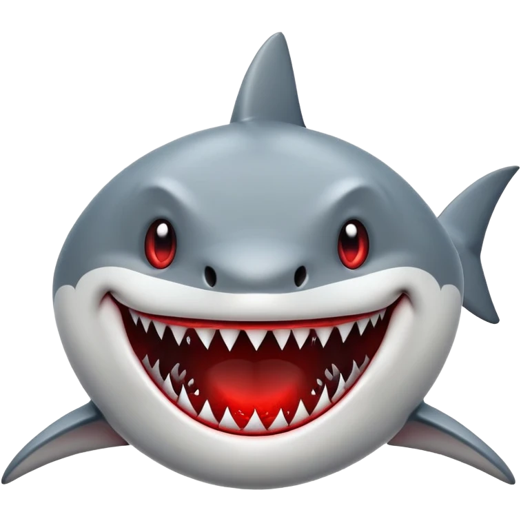 shark smiley face with blood around the nose, exaggerated smile emoji