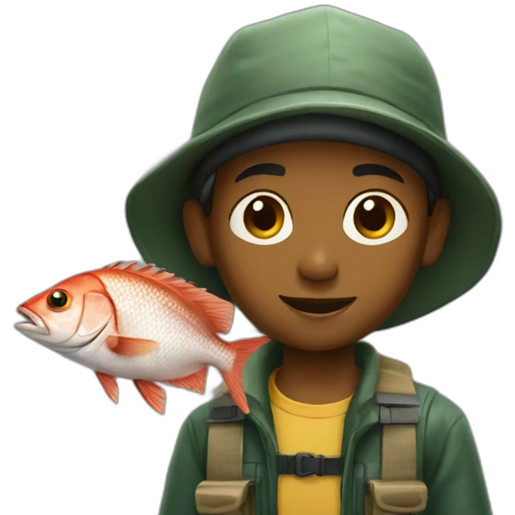 Young Fisherman with snapper emoji