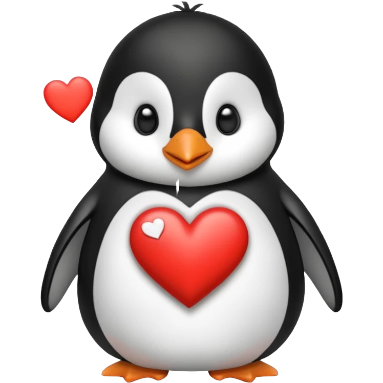 Penguin with a heart emoji