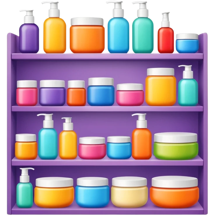 Skincare products available on the market shelves emoji