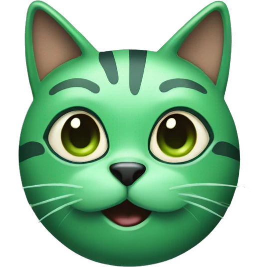 Green cat with black eyes and antenna  emoji