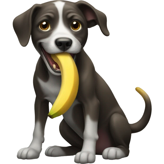 Dog eating banana emoji