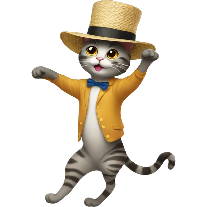 cat dancing with a hat emoji