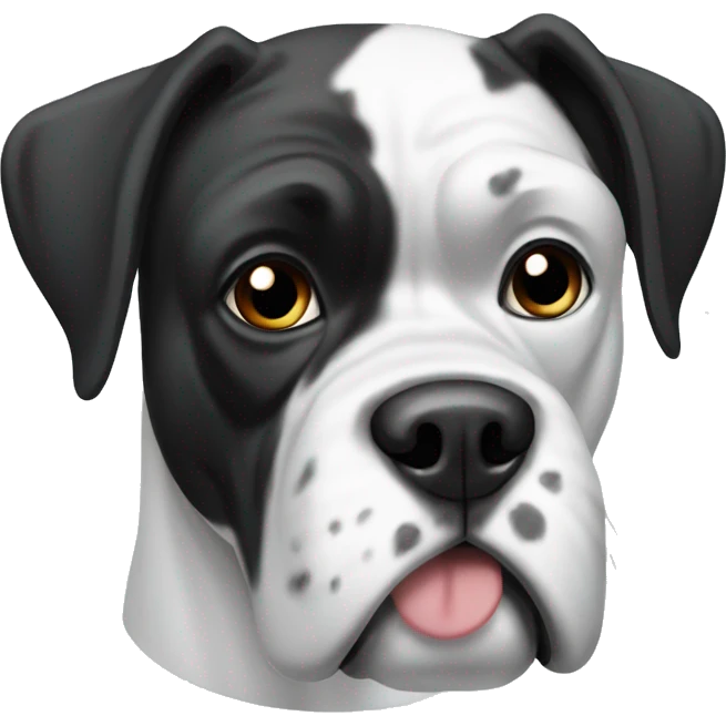 Black and white boxer dog covered with snow emoji