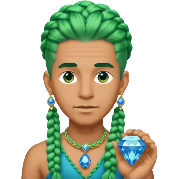 gem lover man with gem accessories excessive amount very big gem earrings green braided hair and blue diamonds  emoji