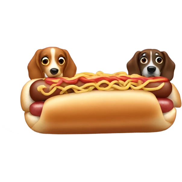 Two hotdogs eating spaghetti, Lady, and the tramp style emoji