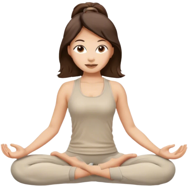 brunette yoga girl light crema clothes n emoji