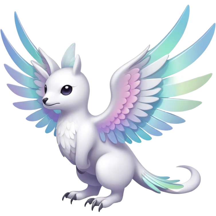  Iridescent white pale wings-ears, fakemon-creature  emoji