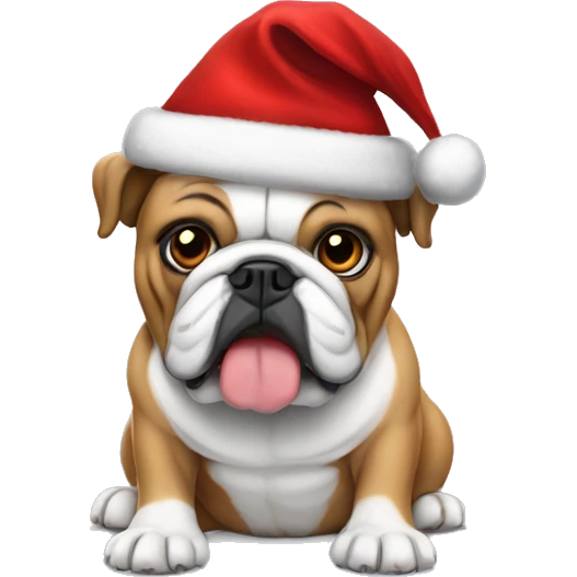 english bulldog with christmas hat emoji