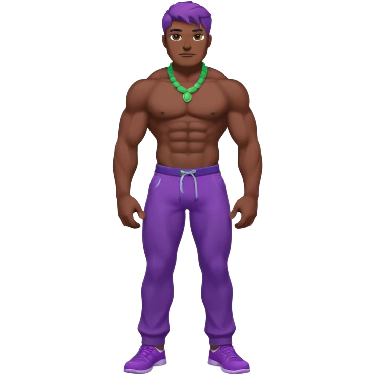 A big green man with abs and purple pants emoji