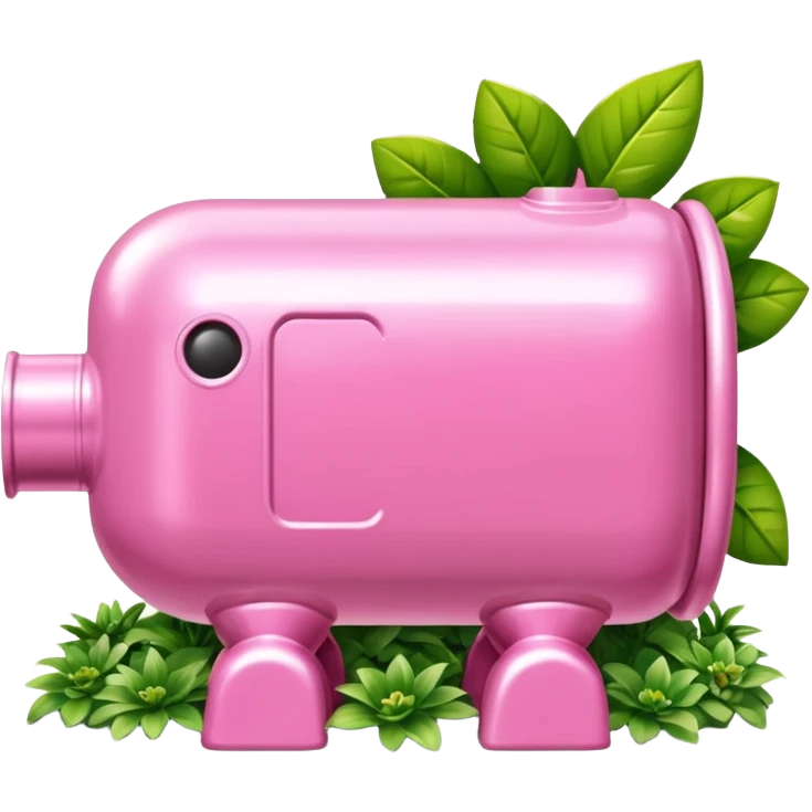 Jeff Koons style pink SPAM CAN sculpture in a garden landscape  emoji
