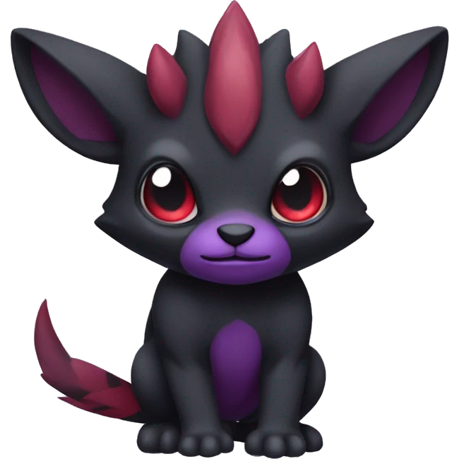 Cute cool dark black red purple animal hybrid Fakemon full body emoji