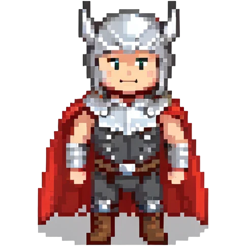 friendly thor superhero with red cape for children emoji