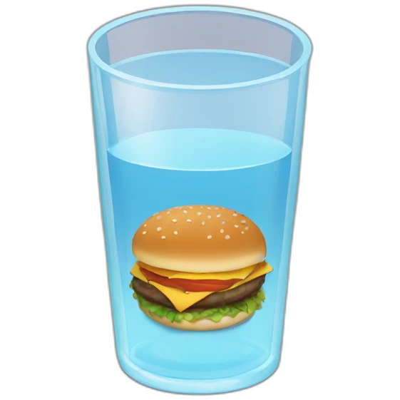 glass of water with hamburger behind emoji