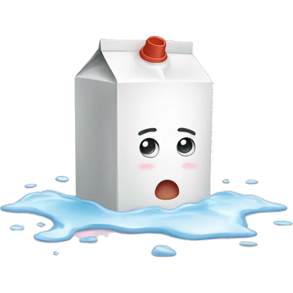 Sad milk box with spilled milk emoji