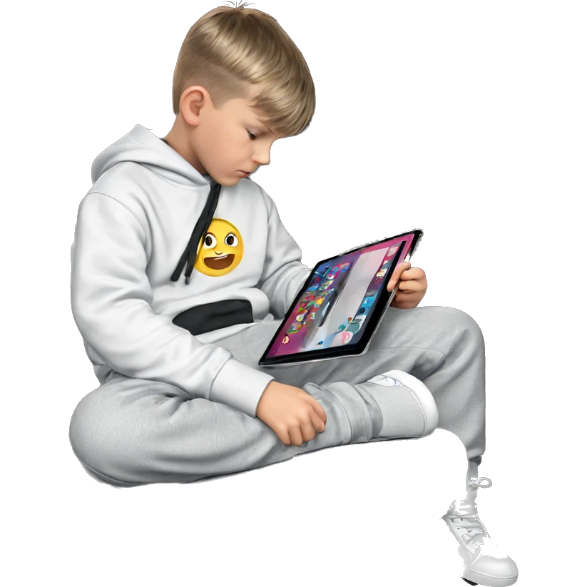 casual boy with hoodie sitting emoji