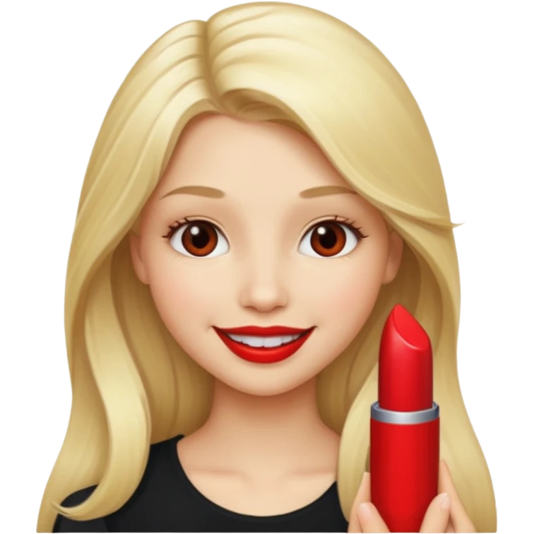 Long hair blonde girl red l;ipstick  emoji
