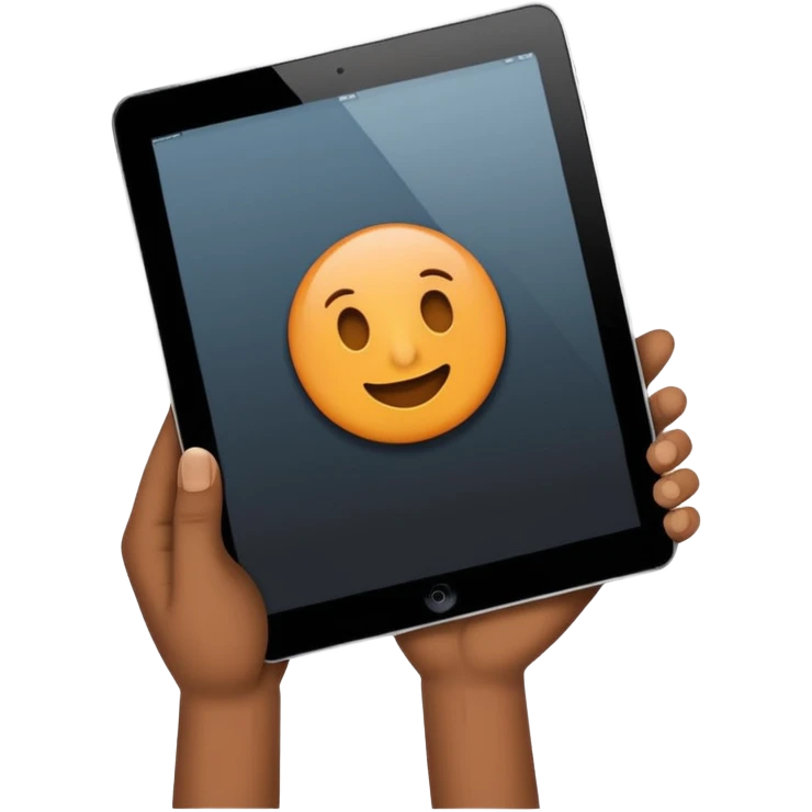 2 hands holding an ipad, no arms vertical emoji