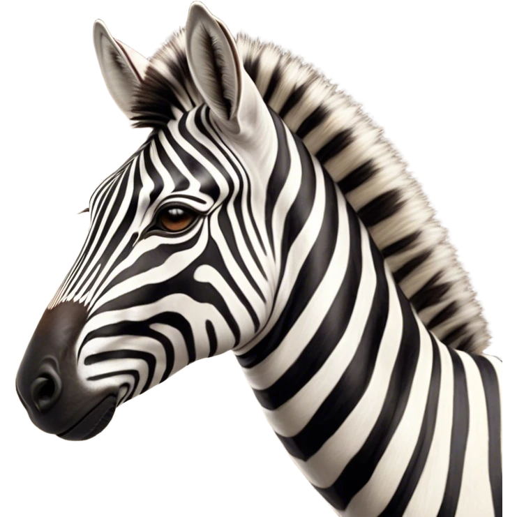 Cinematic Noble Zebra Portrait Emoji, Poised and regal, with a lean, elegant build and a striking Fur of bold black and white stripes, deep-set soulful piercing eyes, Simplified yet sharp and sophisticated features, highly detailed, glowing with a soft, dignified glow, high shine, intelligent and graceful, stylized with an air of savannah chic, focused and attentive, soft glowing outline, capturing the essence of a watchful and confident equine, so majestic it feels as though it could gallop out of the screen with effortless authority! emoji