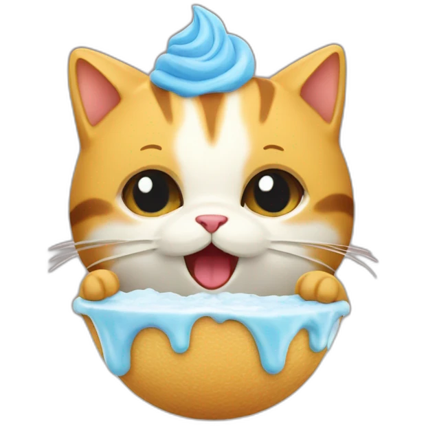 Un chat qui mange une glace emoji