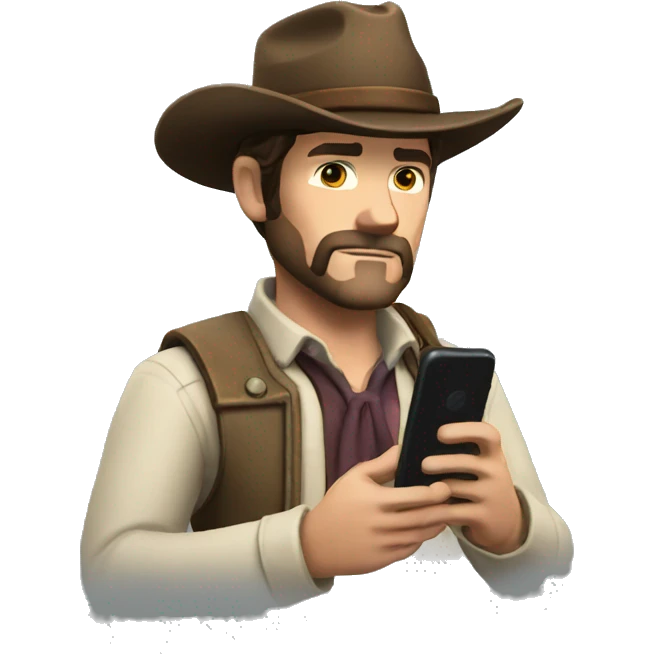 arthur morgan using a smart phone emoji
