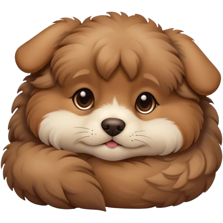 Curled up fluffy brown puppy  emoji