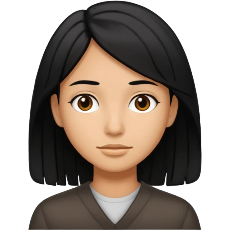 Medium hair length, black hair, tan skin emoji