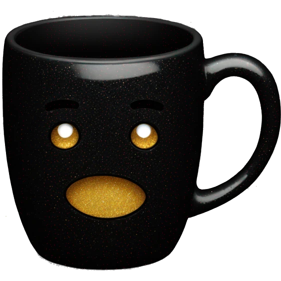 empty black mug with glitter emoji