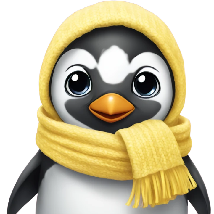 Baby Penguin with Pink-Yellow Hearted Scarf emoji