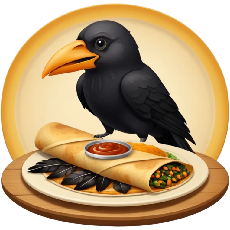 Crow eating dosa emoji