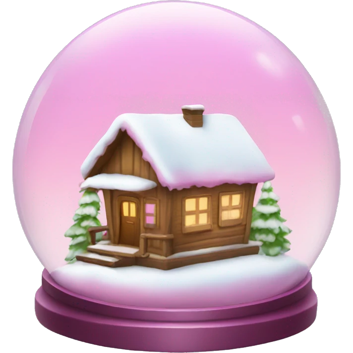 pink snow globe with a warm cabin  emoji