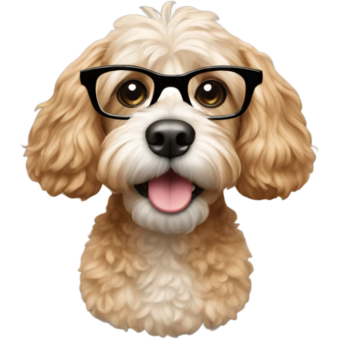 Cockapoo dog wearing glasses emoji