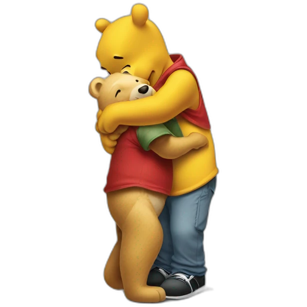 winnie the pooh with eminem hugging emoji