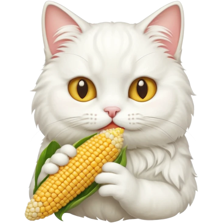 白色猫猫吃玉米的头像 emoji