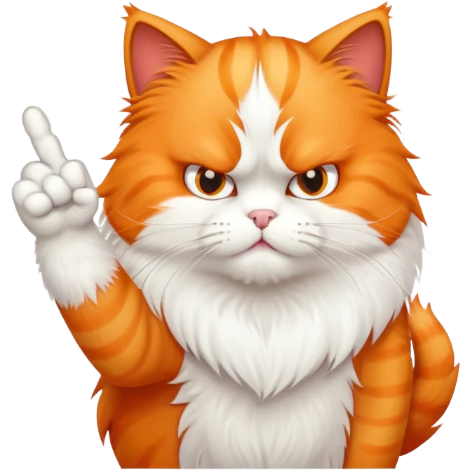 orange cat showing middle finger  emoji