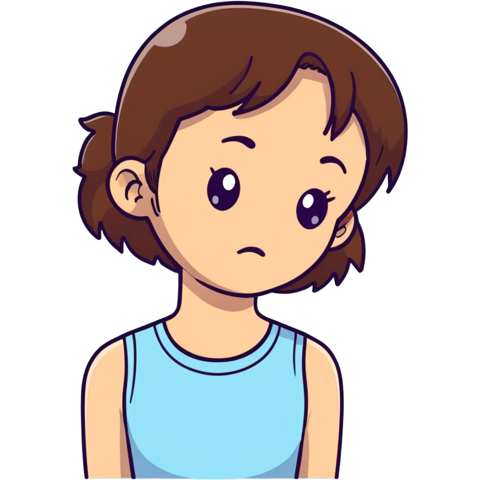 brown haired girl sweating emoji