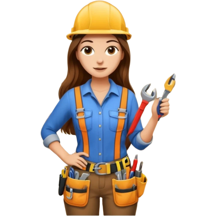 beautiful girl with long brown hair constructing new lounge room area emoji