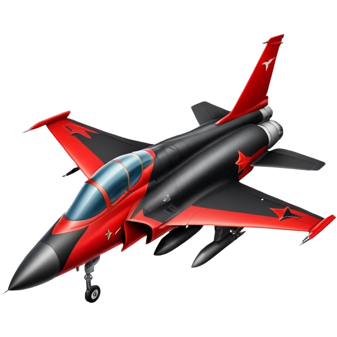 Fighter plane black and red emoji