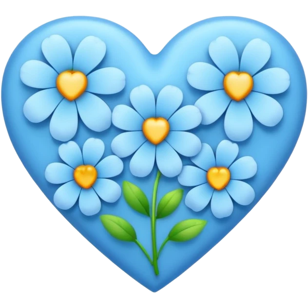 blue heart with flowers emoji