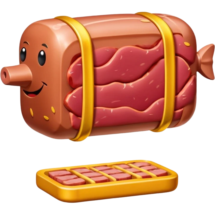 Jeff Koons style spam meat abstract art sculpture  emoji