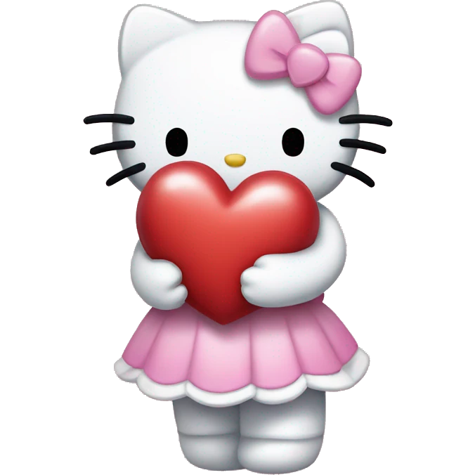 Hello kitty hugging a heart emoji
