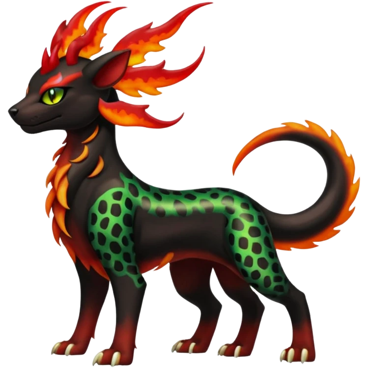 Elemental Groovy Diaphanous Scaley Demonic Liepard-Houndoom-Litten-Sprigatito-Pokémon-fusion-creature (full body) emoji