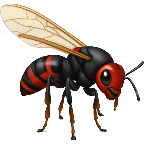 black and red hornet with white L on chest emoji