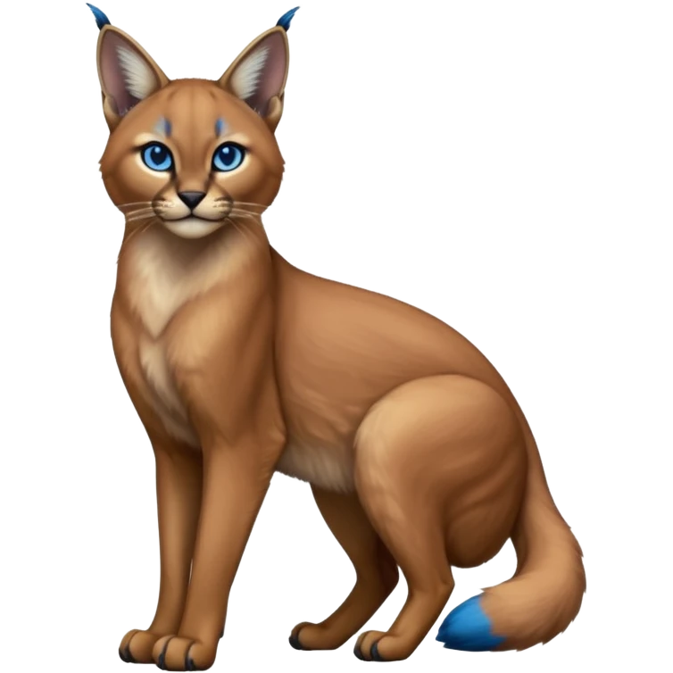 Realistic wild real life dark neon-blue caracal photo IRL outside (full body) emoji