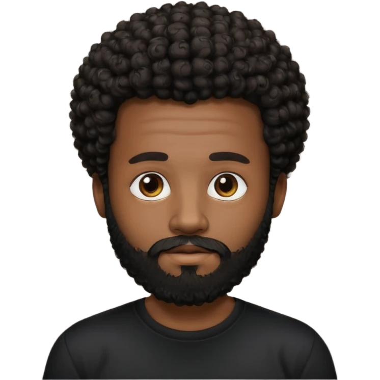 Dark brown skin man with beard and a tiny curly  Afro fade with dark dark brown eyes  emoji