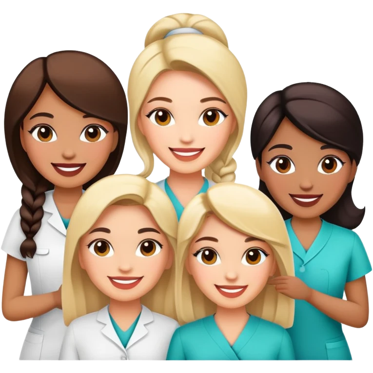 beauty salon team members standing together emoji