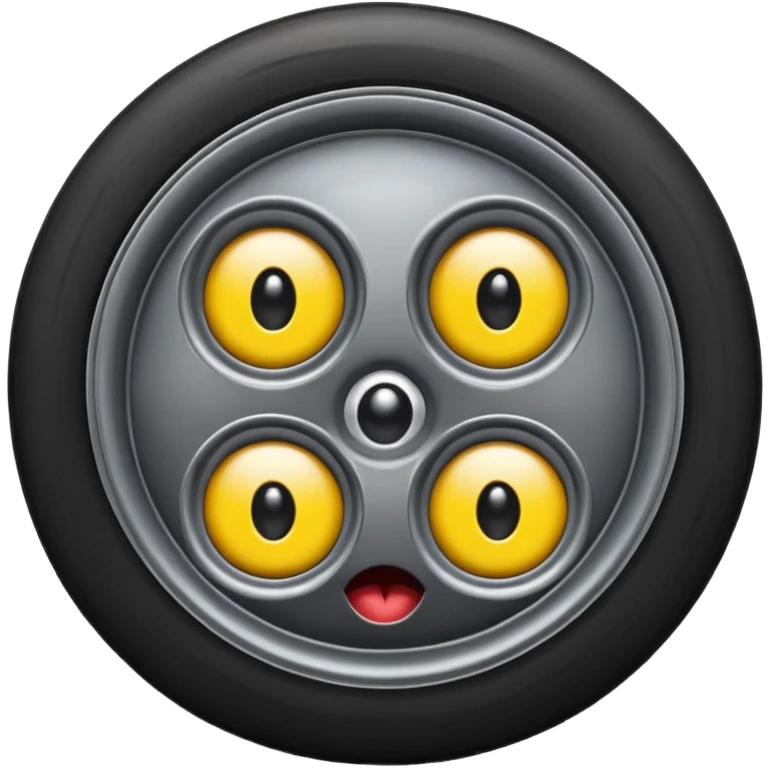 a car wheel with two eyes and a mouth emoji
