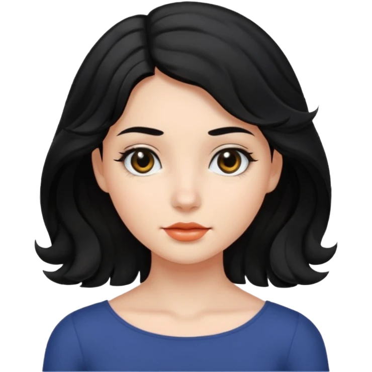 chica con pelo  negro liso y hasta los hombros  ondulada y ojos negros emoji